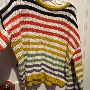 Colorful Striped Sweater with bubble sleeves